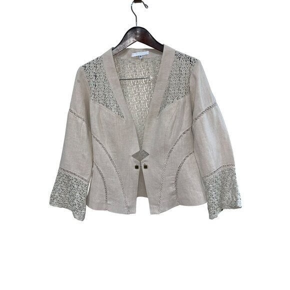 Extenzo Paris Beige Lace-Accent Womens Jacket Size 40 - Picture 8 of 12